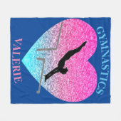 Gymnastik Uneven Bars Fleece Blanken mit Name (Vorderseite (Horizontal))