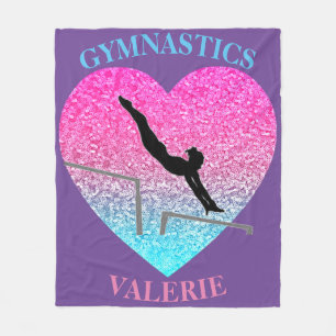 Gymnastik Uneven Bars Fleece Blanken mit Name