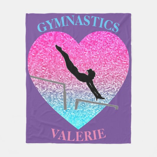 Gymnastik Uneven Bars Fleece Blanken mit Name (Vorderseite)