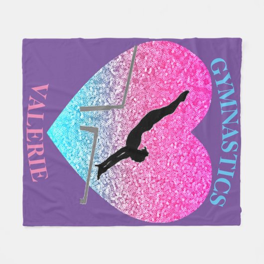 Gymnastik Uneven Bars Fleece Blanken mit Name (Vorderseite (Horizontal))