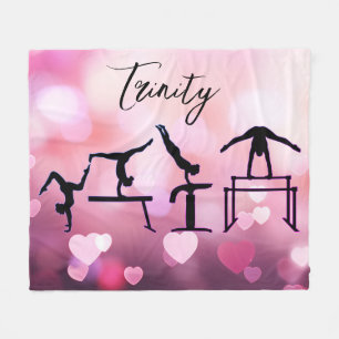 Gymnastik Valentine Pink Hearts Personalisiert Fleecedecke