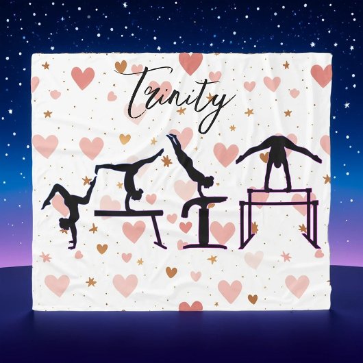 Gymnastik Valentine Pink Hearts Personalisiert Fleecedecke