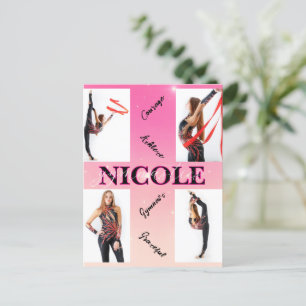 Gymnastik verworren Pink 4 Foto Förderung Einladungspostkarte