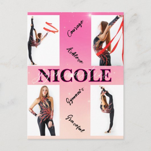 Gymnastik verworren Pink 4 Foto Förderung Postkarte (Vorderseite)