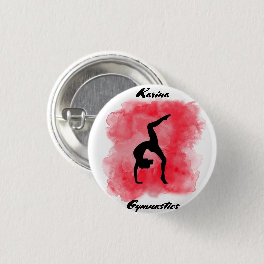 Gymnastik Wasserfarbensplash Personalisiert Button (Vorne & Hinten)