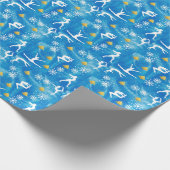 Gymnastik Weihnachten Blaues Sparkle Weiße Muster Geschenkpapier (Ecke)