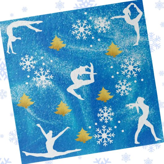 Gymnastik Weihnachten Blaues Sparkle Weiße Muster Puzzle