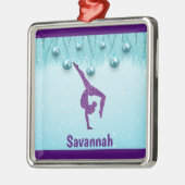 Gymnastik Weihnachten Lila Aqua Personalisiert Ornament Aus Metall (Links)