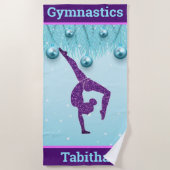 Gymnastik Weihnachten Lila Aqua Personalisiert Strandtuch (Vorderseite)