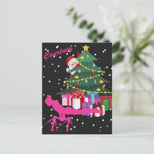 Gymnastik Weihnachten: Santa Bring Me Gymnastik Ba Postkarte (Stehend Vorderseite)