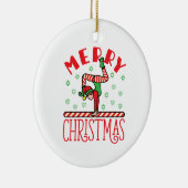 Gymnastik Weihnachts-Elf auf Beam Keramik Ornament (Rechts)