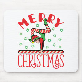 Gymnastik Weihnachts-Elf auf Beam Mousepad