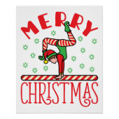 Gymnastik Weihnachts-Elf auf Beam Poster (Vorderseite)