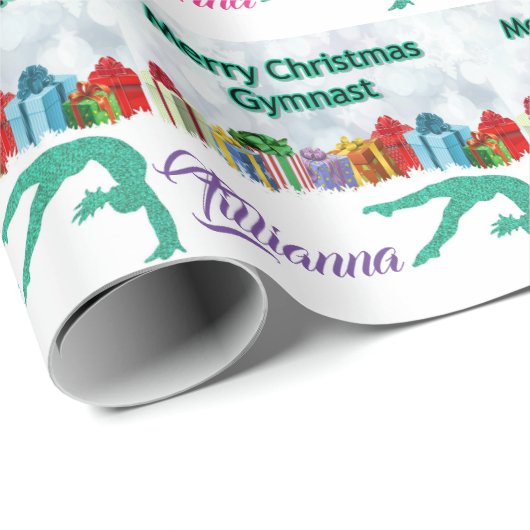 Gymnastik Weihnachts Personalisierte Wrapping Pape Geschenkpapier (Rolleneckpunkt)