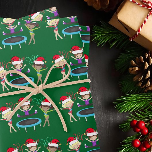 Gymnastik Weihnachtsgymnastik Girls Niedlich Green Geschenkpapier Set
