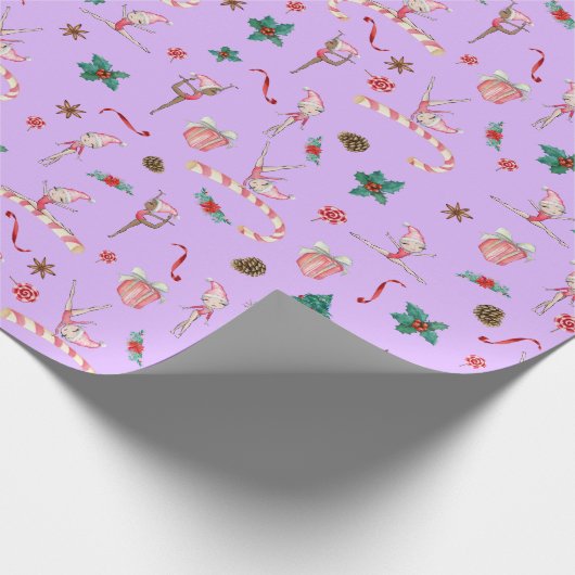 Gymnastik Weihnachtswrapping Paper Lila Holiday Geschenkpapier (Ecke)