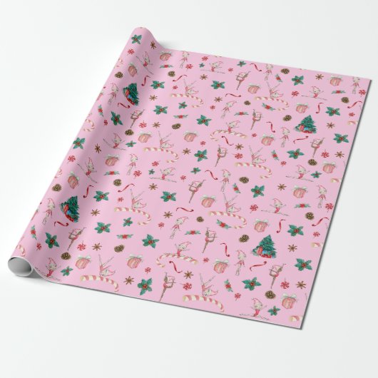 Gymnastik Weihnachtswrapping Papier Pink Holiday Geschenkpapier (Ungerollt)