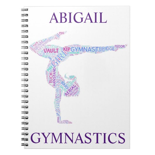 Gymnastik Word Art Spiral Notebook Notizblock (Vorderseite)