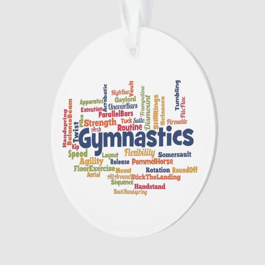 Gymnastik Word Cloud Ornament (Vorderseite)