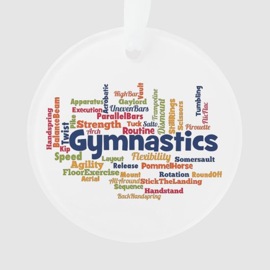 Gymnastik Word Cloud Ornament (Vorderseite)