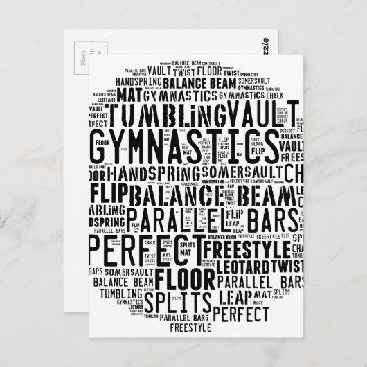Gymnastik Word Cloud Postkarte (Vorne/Hinten)