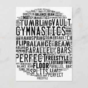 Gymnastik Word Cloud Postkarte