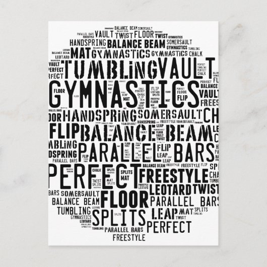 Gymnastik Word Cloud Postkarte (Vorderseite)