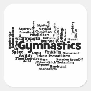 Gymnastik Word Cloud Quadratischer Aufkleber