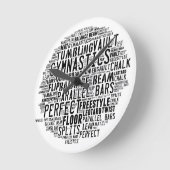Gymnastik Word Cloud Runde Wanduhr (Winkel)