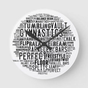 Gymnastik Word Cloud Runde Wanduhr