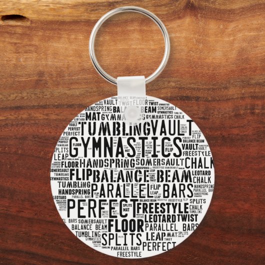 Gymnastik Word Cloud Schlüsselanhänger (Vorderseite)