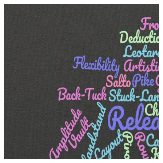 Gymnastik Word Cloud Stoff (Nahaufnahme)