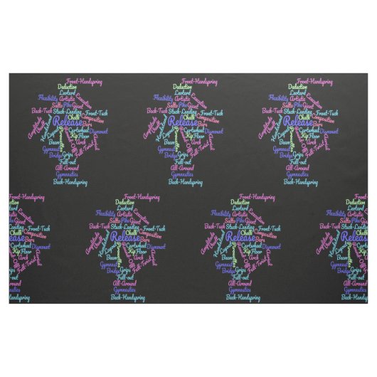 Gymnastik Word Cloud Stoff (Fat Quarter (45,7 x 55,9 cm))