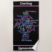 Gymnastik Word Cloud Strandtuch (Vorderseite)