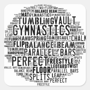 Gymnastik Word Cloud Tumbling Quadratischer Aufkleber