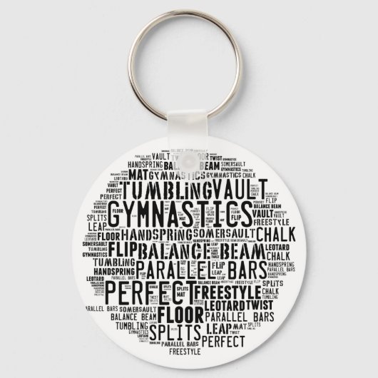 Gymnastik Word Cloud Tumbling Schlüsselanhänger (Vorderseite)