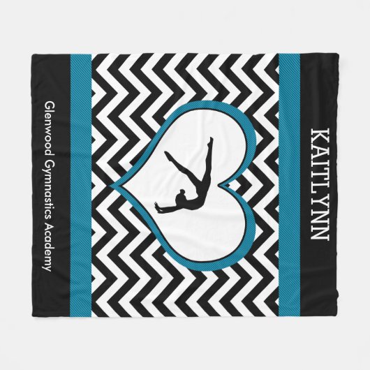 Gymnastik-Zickzack Herz mit Monogramm im Schwarzen Fleecedecke (Vorderseite (Horizontal))