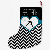 Gymnastik-Zickzack Herz mit Monogramm im Schwarzen Kleiner Weihnachtsstrumpf (Rückseite)