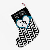 Gymnastik-Zickzack Herz mit Monogramm im Schwarzen Kleiner Weihnachtsstrumpf (Rückseite (Hängend))