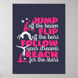 Gymnastik Zitat Girl Gymnast springt ab Poster