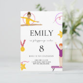 Gymnastik zum Geburtstag Einladung für Kinder (Stehend Vorderseite)