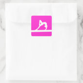Gymnastikaufkleber für die Silhouette Rosa Quadratischer Aufkleber (Tasche)