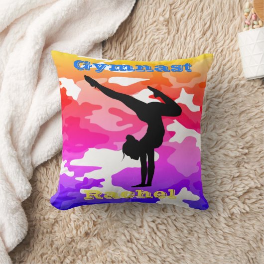 Gymnastikboden, Beam, Vault, Bars Rainbow Camoufla Kissen (Decke)