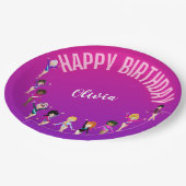Gymnastikfreunde "Happy Birthday" Pink Lila Pappteller (Schrägansicht)