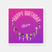Gymnastikfreunde "Happy Birthday" Pink Lila Serviette (Vorderseite)