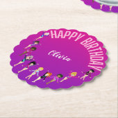 Gymnastikfreunde "Happy Birthday" Pink Lila Untersetzer (angewinkelt)