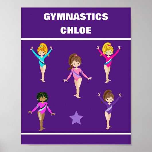 GYMNASTIKGESCHENKE MIT 5 GYMNASTEN PERSONALISIERT POSTER (Vorne)