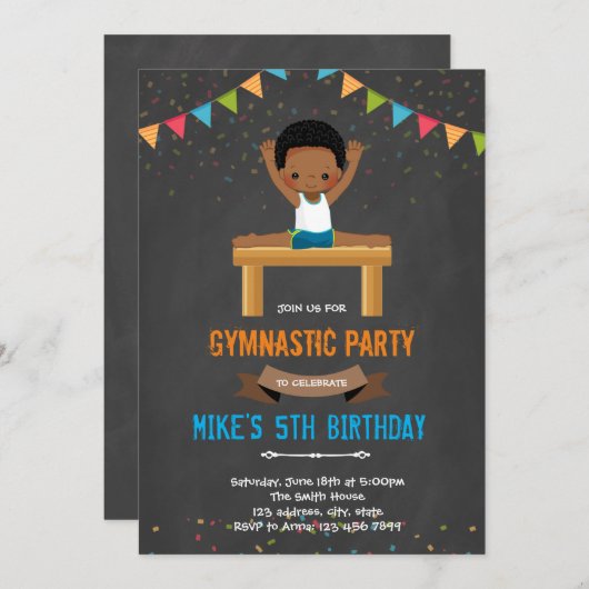 Gymnastikjunge Einladung (Vorne/Hinten)