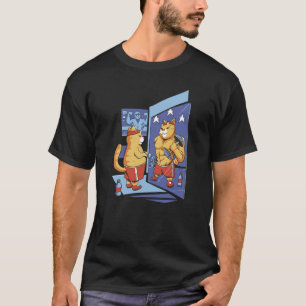 Gymnastikkatze in einer muskulösen Katzen-Workout- T-Shirt