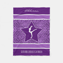 Gymnastiklila Cheetah-Druck mit Monogramm Fleecedecke